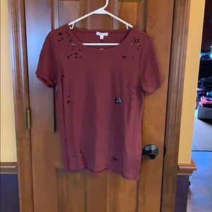 Tilly’s burgundy shirt with holes!